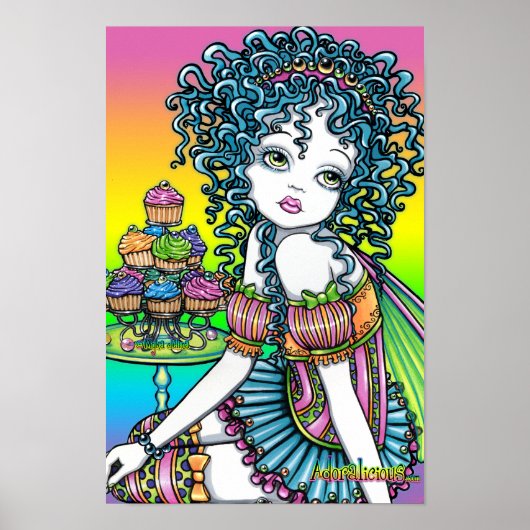 "Buttercup" Romantic Cup Cake Fairy Art Poster (Voorkant)