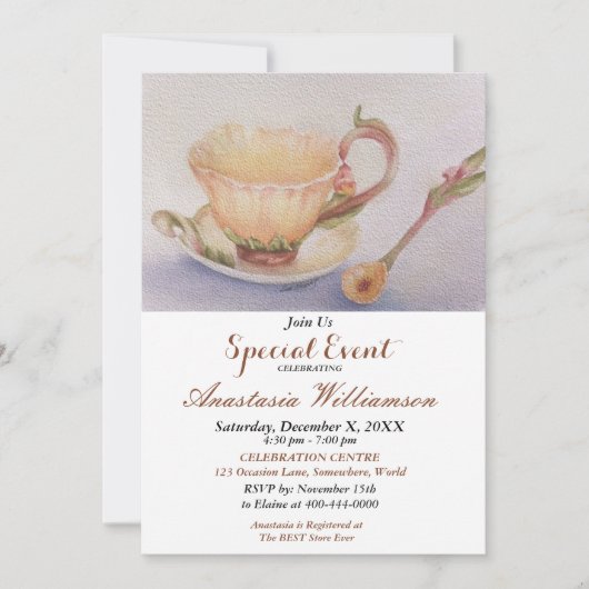 BUTTERCUP THEE TIJD PARTY EVENT UITNODIGEN KAART (Voorkant)