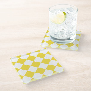 Buttercup Yellow Diamond Pattern Glazen Onderzetter