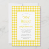 Buttercup Yellow Gingham Check Baby shower Kaart (Voorkant)