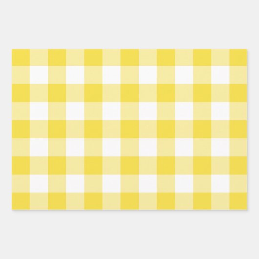 Buttercup Yellow Gingham Check Pset Inpakpapier Vel (Voorkant)
