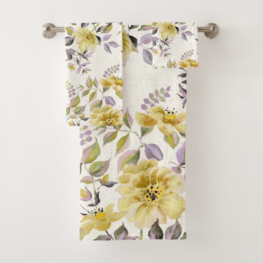 Buttercup Yellow Wild Rozen Badhanddoeken Bad Handdoek (Insitu)