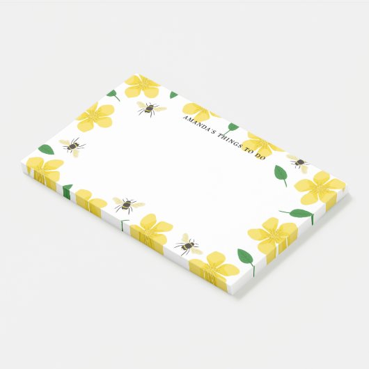 Buttercups & Bees - Aangepaste naam Post-it® Notes (Schuin)