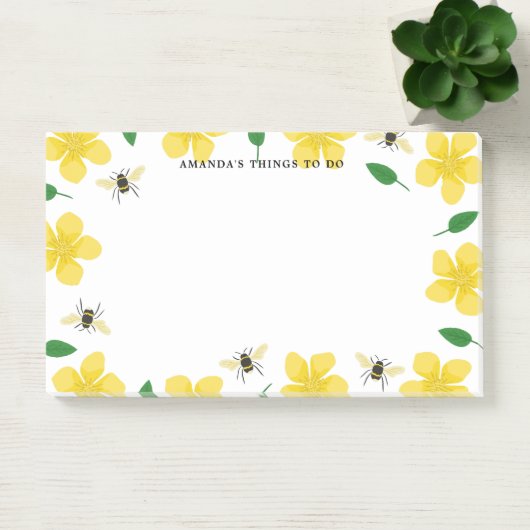Buttercups & Bees - Aangepaste naam Post-it® Notes (Kantoor)