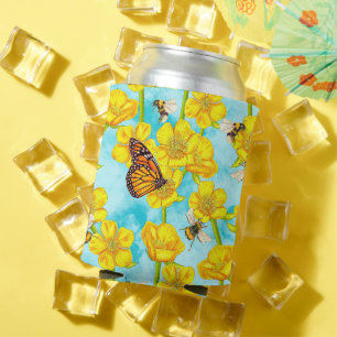 Buttercups, Bijen en Vlinders op Wolken Blikjeskoeler