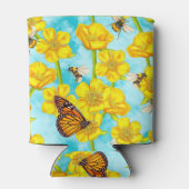 Buttercups, Bijen en Vlinders op Wolken Blikjeskoeler (Achterkant)