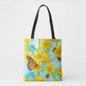 Buttercups, Bijen en Vlinders Tote Bag (Voorkant)