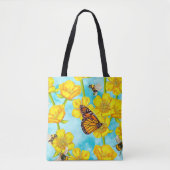 Buttercups, Bijen en Vlinders Tote Bag (Voorkant)