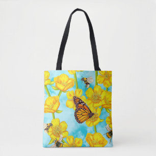 Buttercups, Bijen en Vlinders Tote Bag