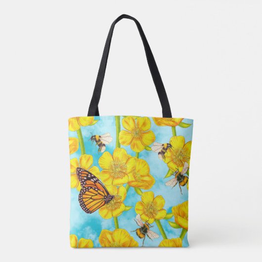 Buttercups, Bijen en Vlinders Tote Bag (Achterkant)