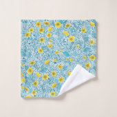 Buttercups, geel, blauw en wit bad handdoek (Wasdoekje)