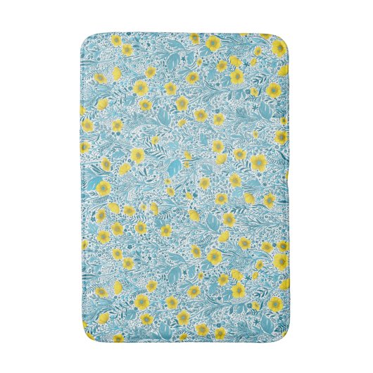 Buttercups, geel, blauw en wit badmat (Voorkant Verticaal)