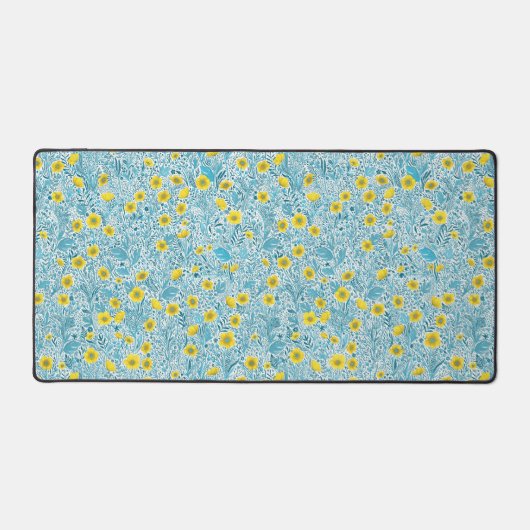 Buttercups, geel, blauw en wit bureaumat (Voorkant)