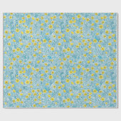 Buttercups, geel, blauw en wit cadeaupapier (Vlak)