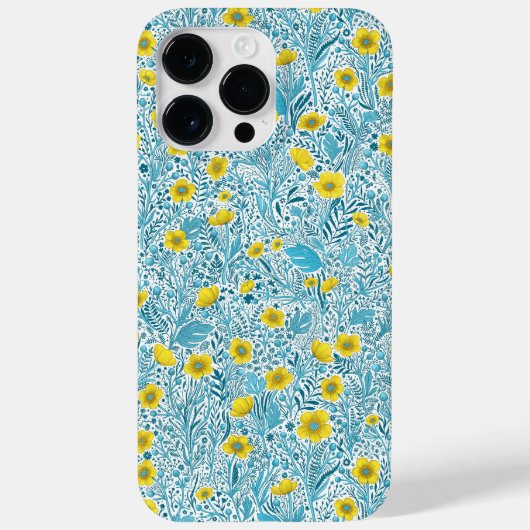 Buttercups, geel, blauw en wit Case-Mate iPhone case (Achterkant)