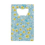 Buttercups, geel, blauw en wit creditkaart flessenopener (Achterkant)
