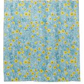 Buttercups, geel, blauw en wit douchegordijn (Voorkant)
