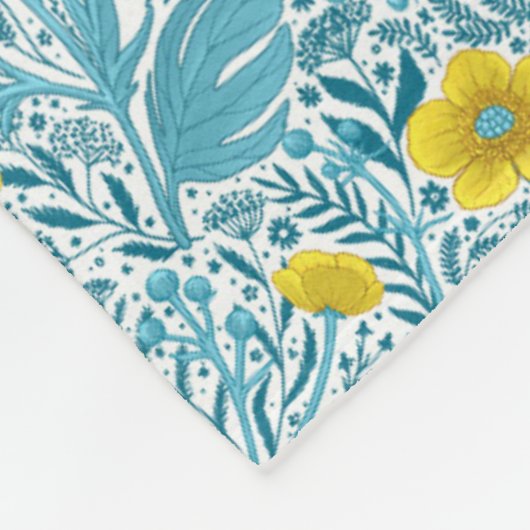 Buttercups, geel, blauw en wit fleece deken (Hoek)
