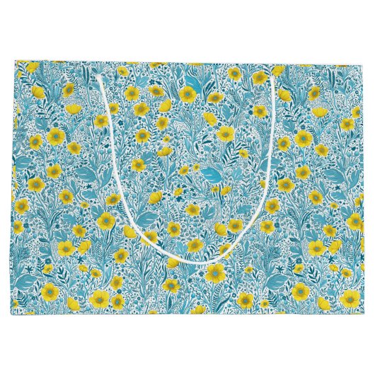 Buttercups, geel, blauw en wit groot cadeauzakje (Achterkant)