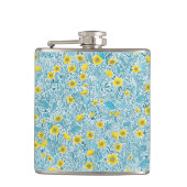 Buttercups, geel, blauw en wit heupfles (Voorkant)