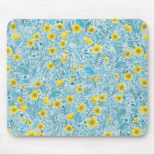 Buttercups, geel, blauw en wit muismat