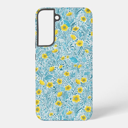 Buttercups, geel, blauw en wit samsung galaxy hoesje (Achterkant)