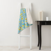 Buttercups, geel, blauw en wit sherpa deken (In situ)