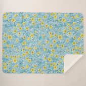 Buttercups, geel, blauw en wit sherpa deken (Voorkant (horizontaal))