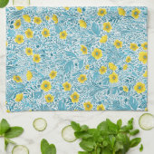 Buttercups, geel, blauw en wit theedoek (Gevouwen)