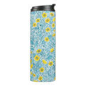 Buttercups, geel, blauw en wit thermosbeker (Gedraaid links)