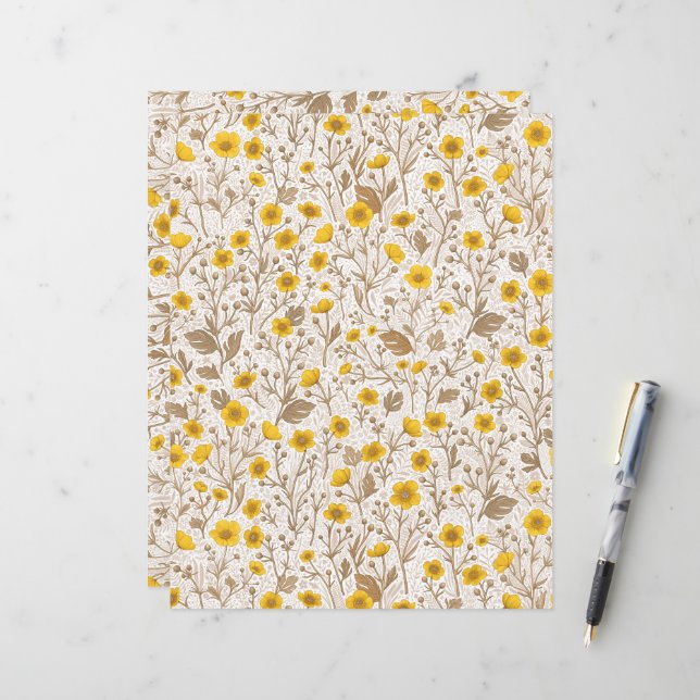 Buttercups, geel en bruin (Voorkant / Achterkant in situ)