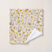 Buttercups, geel en bruin bad handdoek (Wasdoekje)