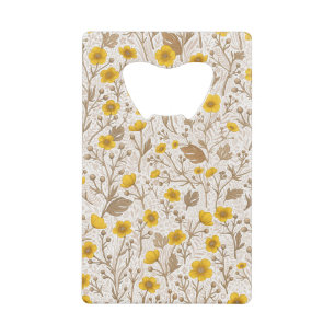 Buttercups, geel en bruin creditkaart flessenopener