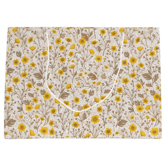 Buttercups, geel en bruin groot cadeauzakje (Voorkant)