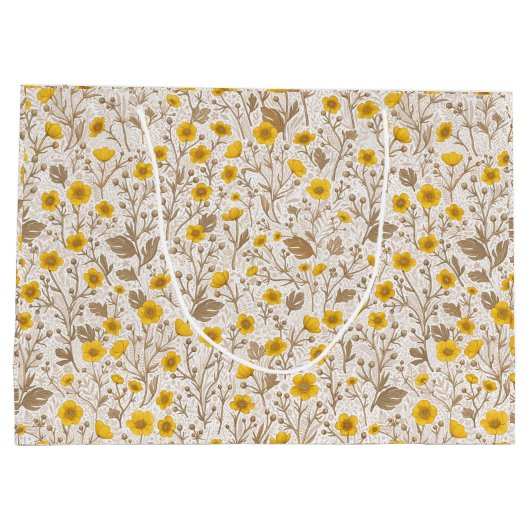 Buttercups, geel en bruin groot cadeauzakje (Achterkant)