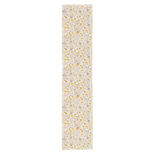 Buttercups, geel en bruin korte tafelloper (Voorkant)