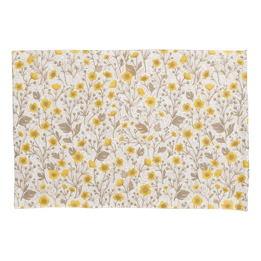 Buttercups, geel en bruin kussensloop (Voorkant-Links)