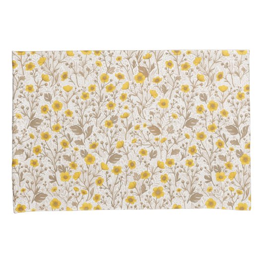 Buttercups, geel en bruin kussensloop (Voorkant-Rechts)