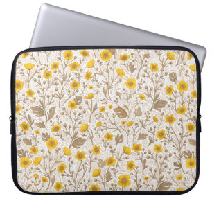 Buttercups, geel en bruin laptop sleeve