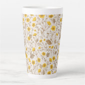 Buttercups, geel en bruin latte mok (Voorkant)