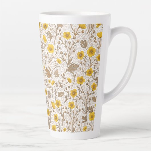 Buttercups, geel en bruin latte mok (Rechts)