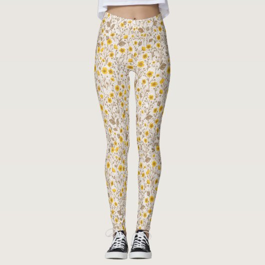 Buttercups, geel en bruin leggings (Voorkant)