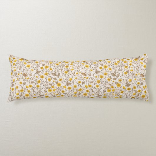 Buttercups, geel en bruin lichaamskussen (Voorkant)