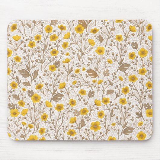 Buttercups, geel en bruin muismat (Voorkant)