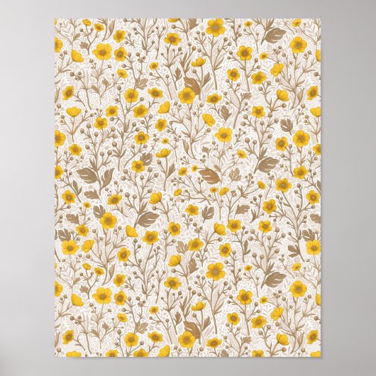 Buttercups, geel en bruin poster (Voorkant)
