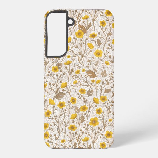 Buttercups, geel en bruin samsung galaxy hoesje (Achterkant)