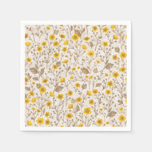 Buttercups, geel en bruin servet