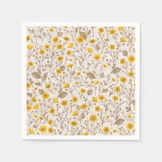 Buttercups, geel en bruin servet (Voorkant)