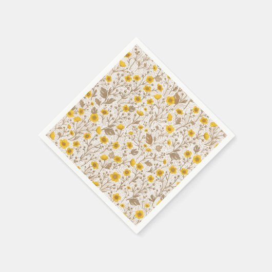 Buttercups, geel en bruin servet (Hoek)
