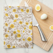 Buttercups, geel en bruin theedoek (Quarter Fold)